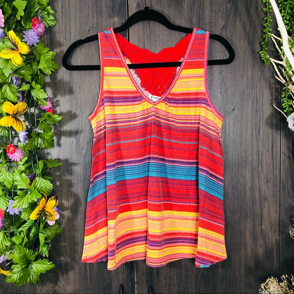 .🌸5/$25🌸Energie Stripped Sleeveless Blouse Large